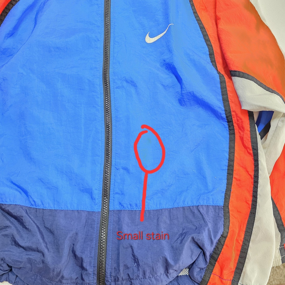 90s Nike Colorblock Windbreaker Youth L Red White Blue Track Jacket Vintage - Picture 11 of 12